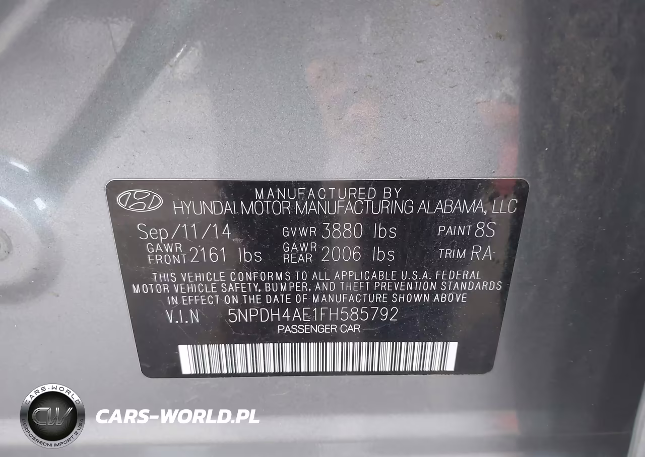 2015 Hyundai Elantra Se VIN:5NPDH4AE1FH585792 - 9