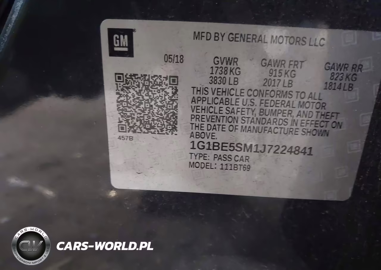 2018 Chevrolet Cruze Lt Auto VIN:1G1BE5SM1J7224841 - 9