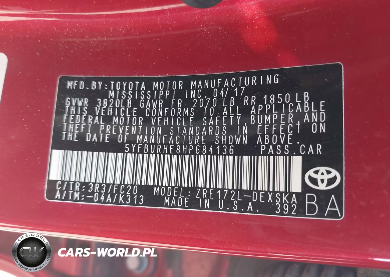 2017 Toyota Corolla Se VIN:5YFBURHE8HP684136 - 9