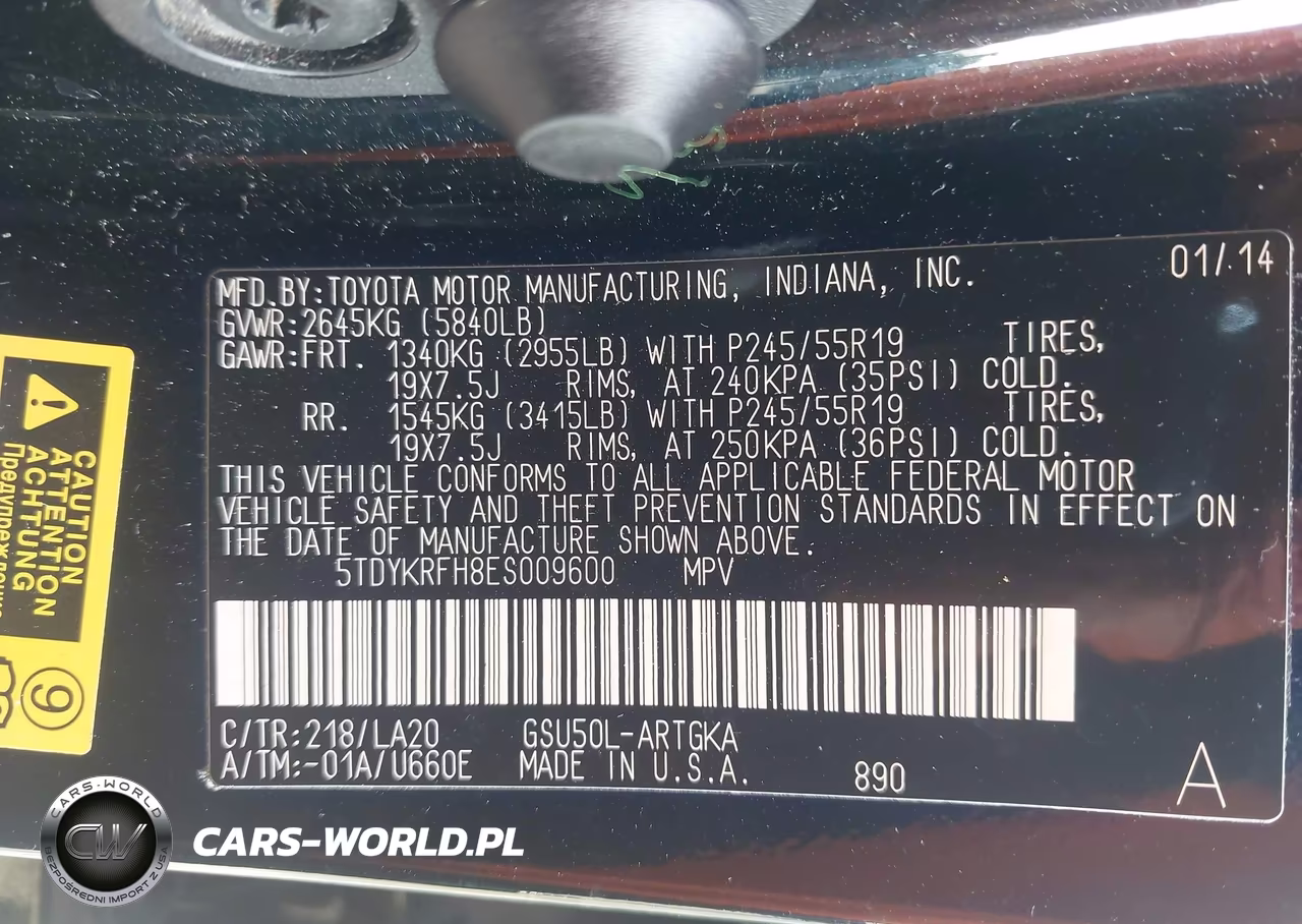 2014 Toyota Highlander Limited V6 VIN:5TDYKRFH8ES009600 - 9