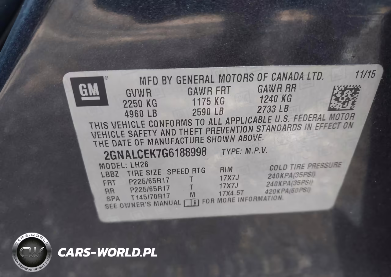 2016 Chevrolet Equinox Lt VIN:2GNALCEK7G6188998 - 9