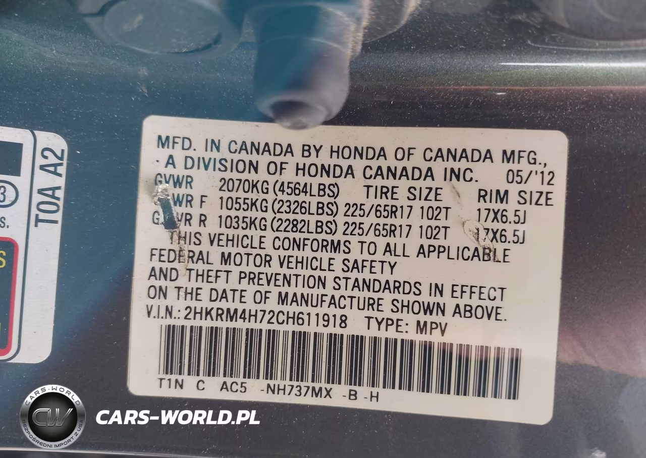 2012 Honda Cr-V Ex-L VIN:2HKRM4H72CH611918 - 9