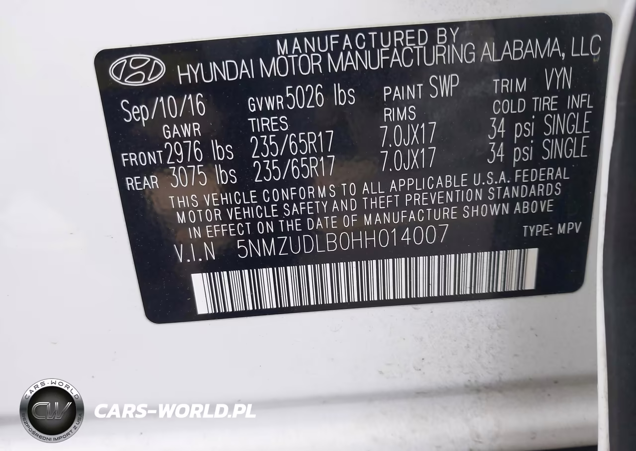 2017 Hyundai Santa Fe Sport 2.4L VIN:5NMZUDLB0HH014007 - 9