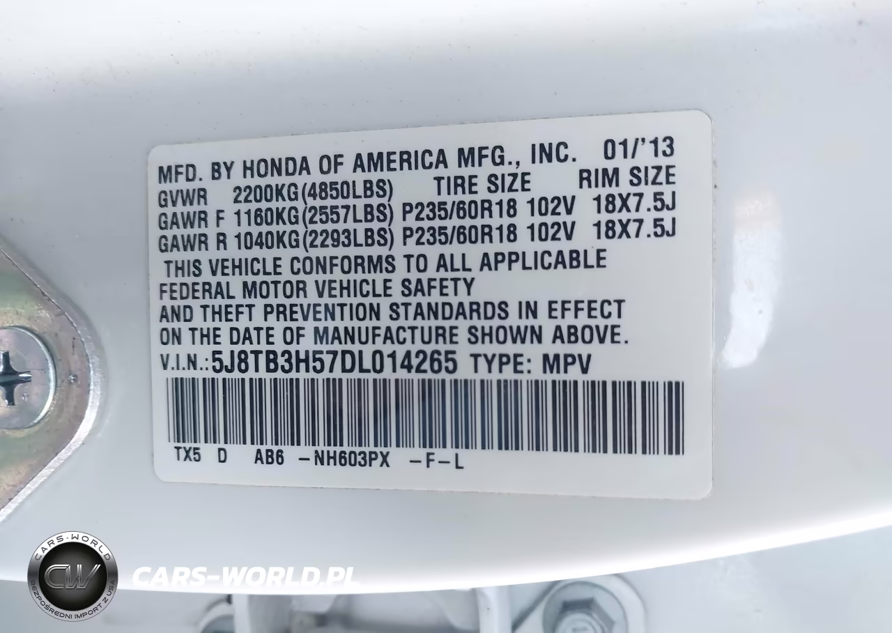 2013 Acura Rdx VIN:5J8TB3H57DL014265 - 9