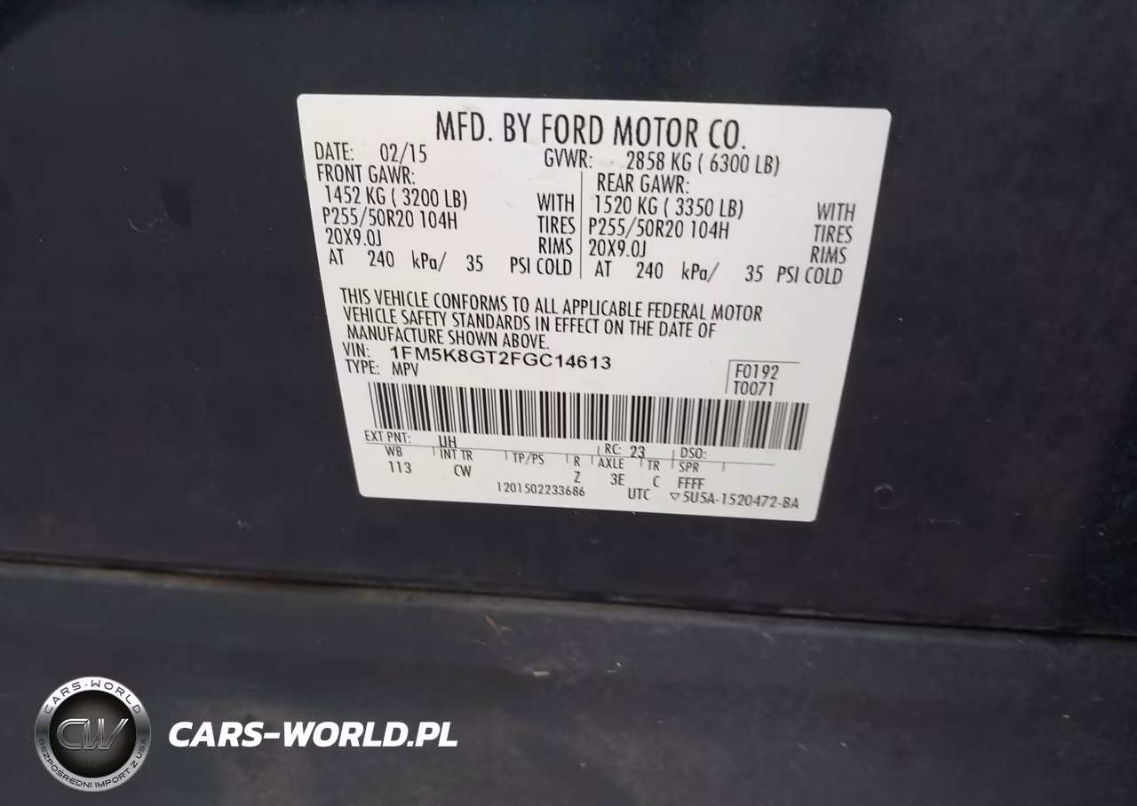 2015 Ford Explorer Sport VIN:1FM5K8GT2FGC14613 - 9