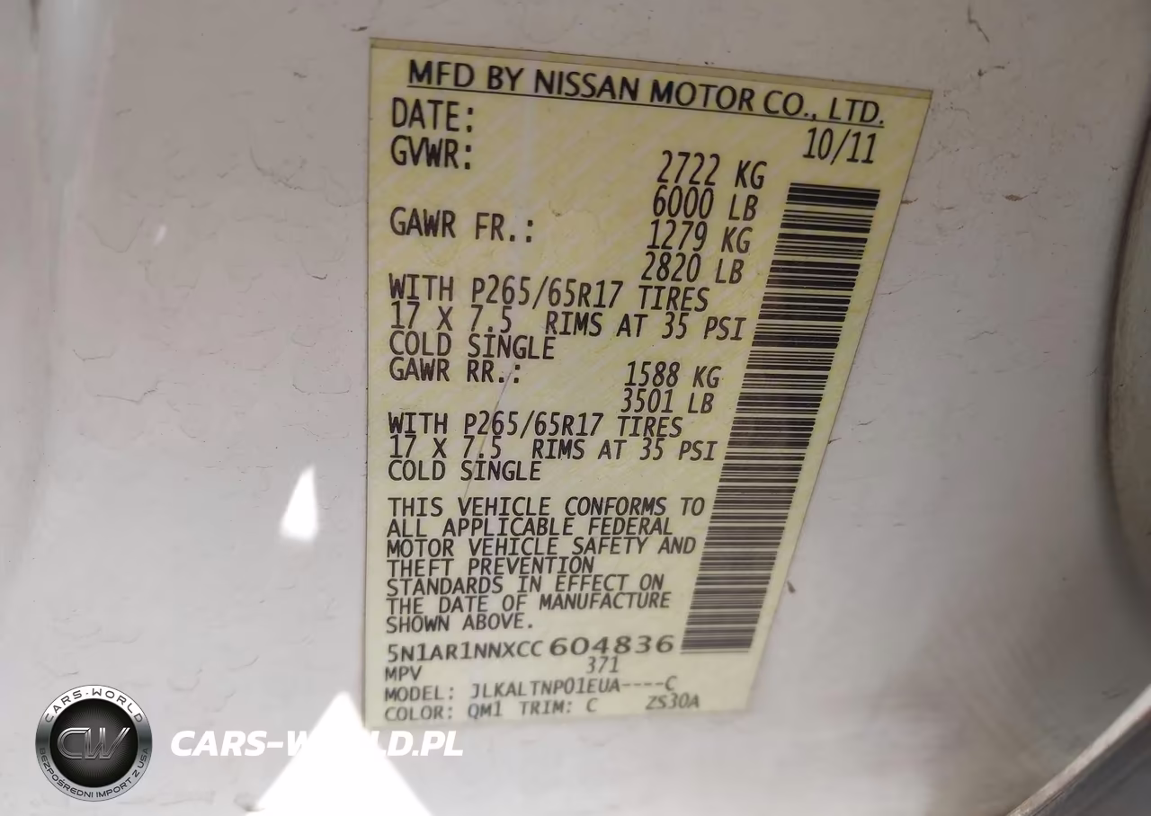 2012 Nissan Pathfinder Sv VIN:5N1AR1NNXCC604836 - 9