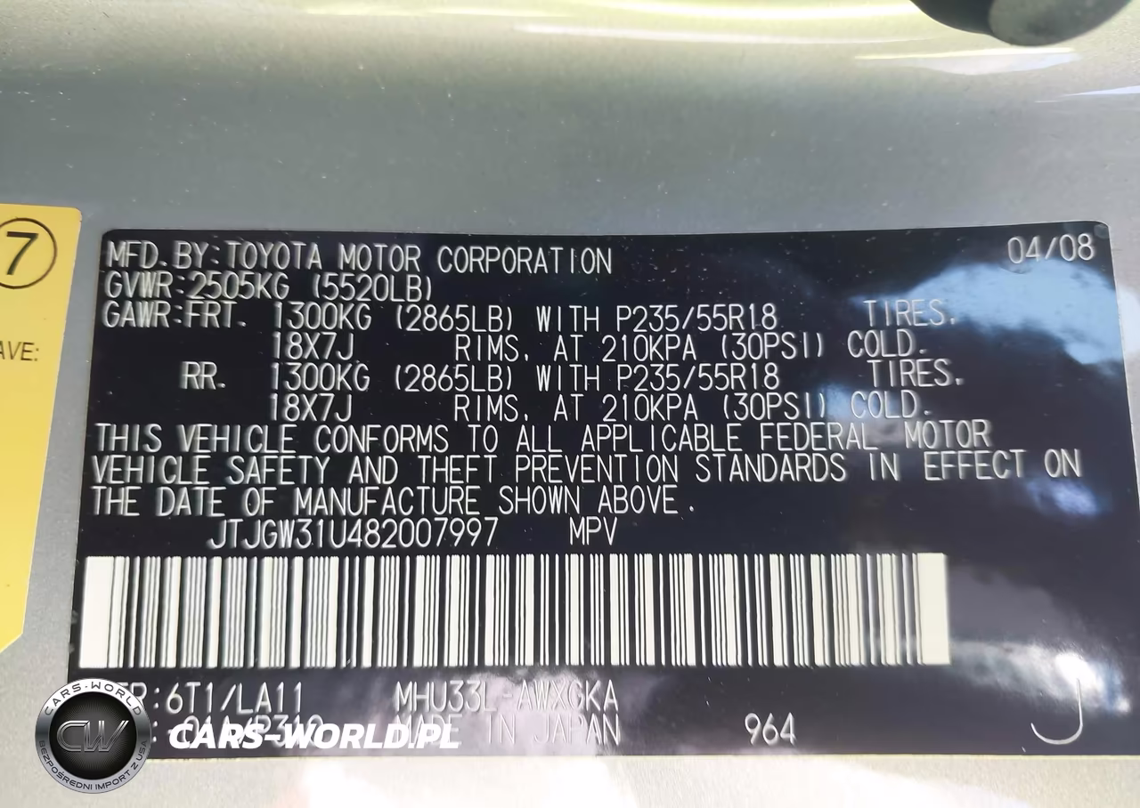 2008 Lexus Rx 400H VIN:JTJGW31U482007997 - 9