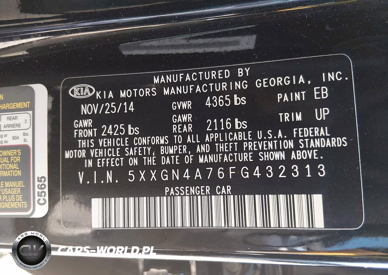 2015 Kia Optima Ex VIN:5XXGN4A76FG432313 - 9