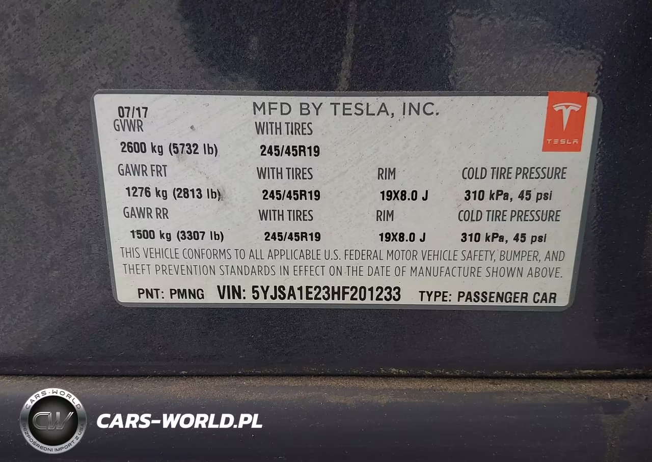 2017 Tesla Model S 100D-60D-75D-90D-P100D VIN:5YJSA1E23HF201233 - 9