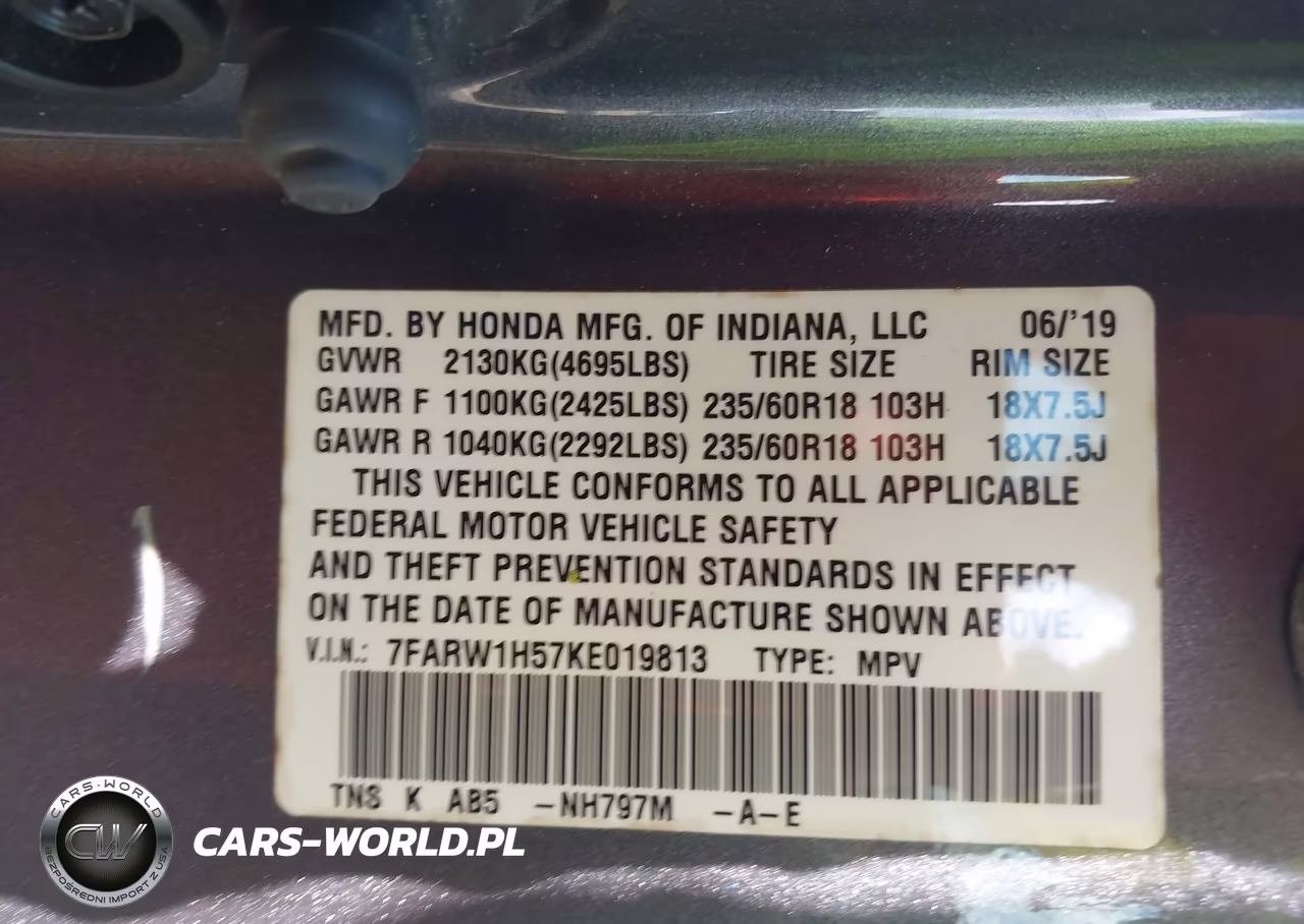 2019 Honda Cr-V Ex VIN:7FARW1H57KE019813 - 9