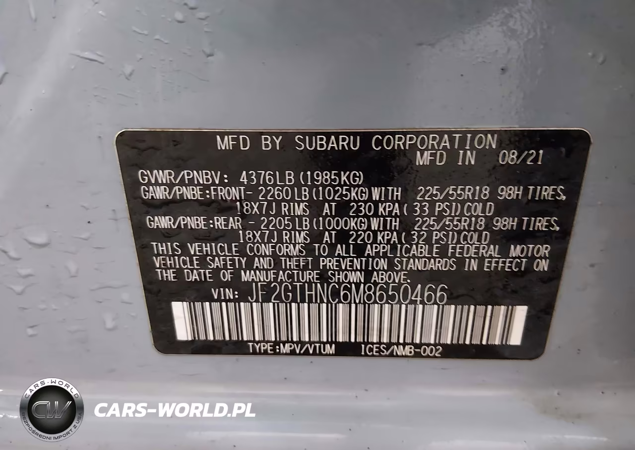 2021 Subaru Crosstrek Limited VIN:JF2GTHNC6M8650466 - 9