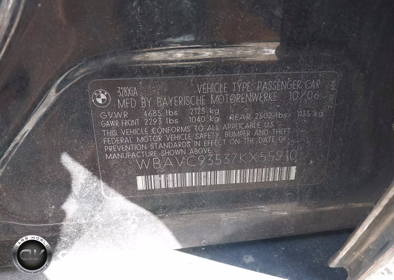 2007 BMW 328Xi VIN:WBAVC93537KX55910 - 9
