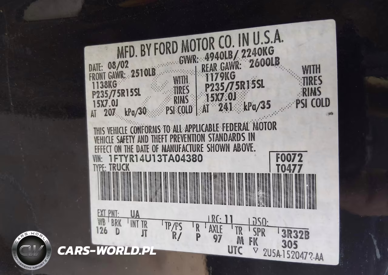 2003 Ford Ranger Edge-Tremor-Xl-Xlt VIN:1FTYR14U13TA04380 - 9