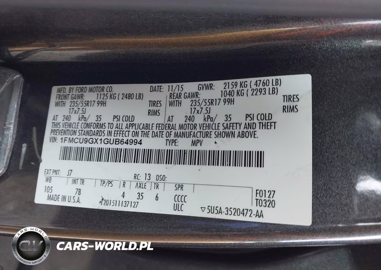 2016 Ford Escape Se VIN:1FMCU9GX1GUB64994 - 9