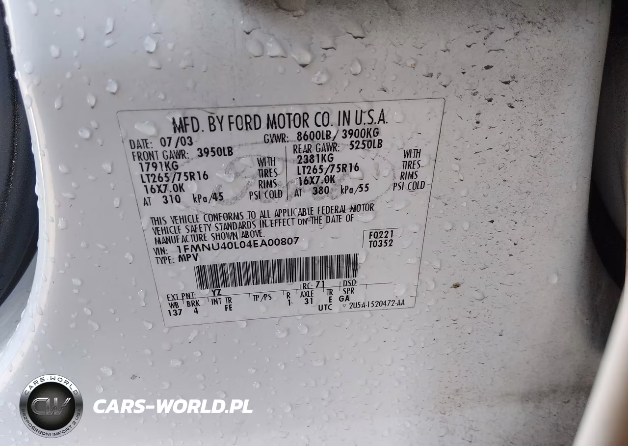 2004 Ford Excursion Xls-Xlt VIN:1FMNU40L04EA00807 - 9