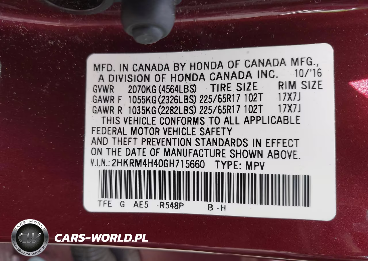 2016 Honda Cr-V Se VIN:2HKRM4H40GH715660 - 9
