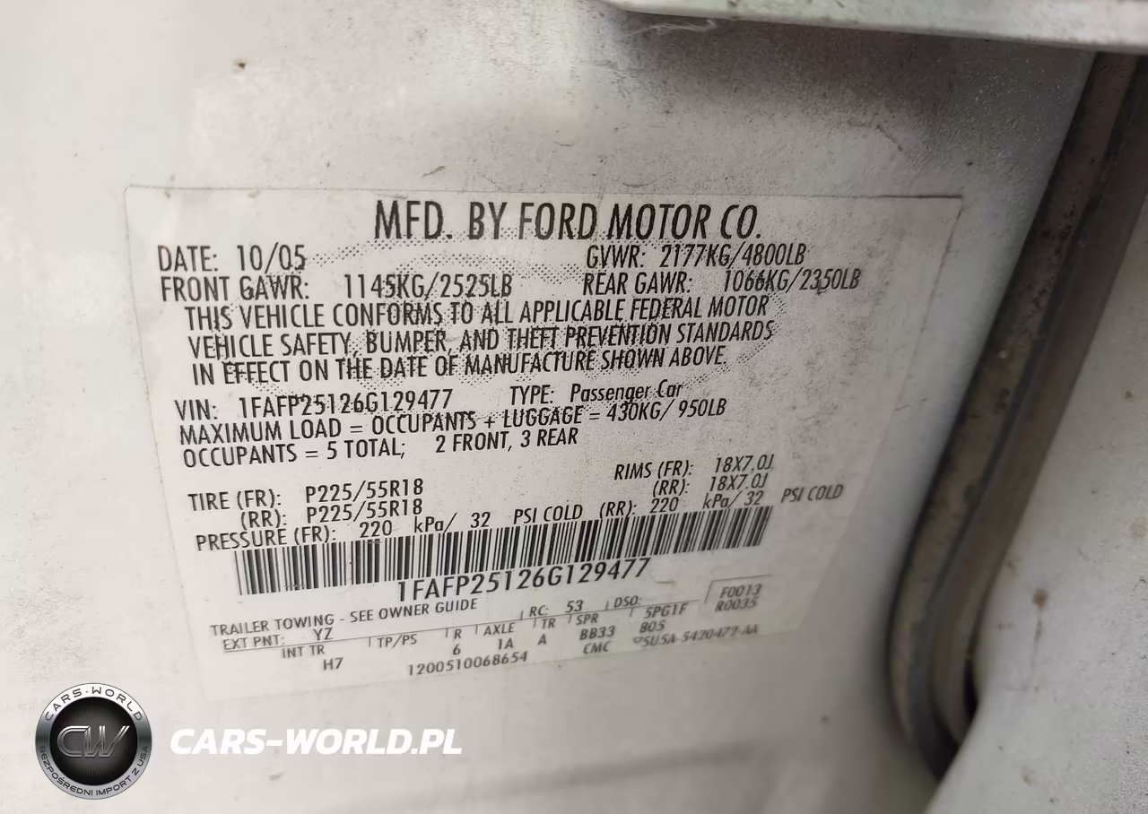 2006 Ford Five Hundred Limited VIN:1FAFP25126G129477 - 9