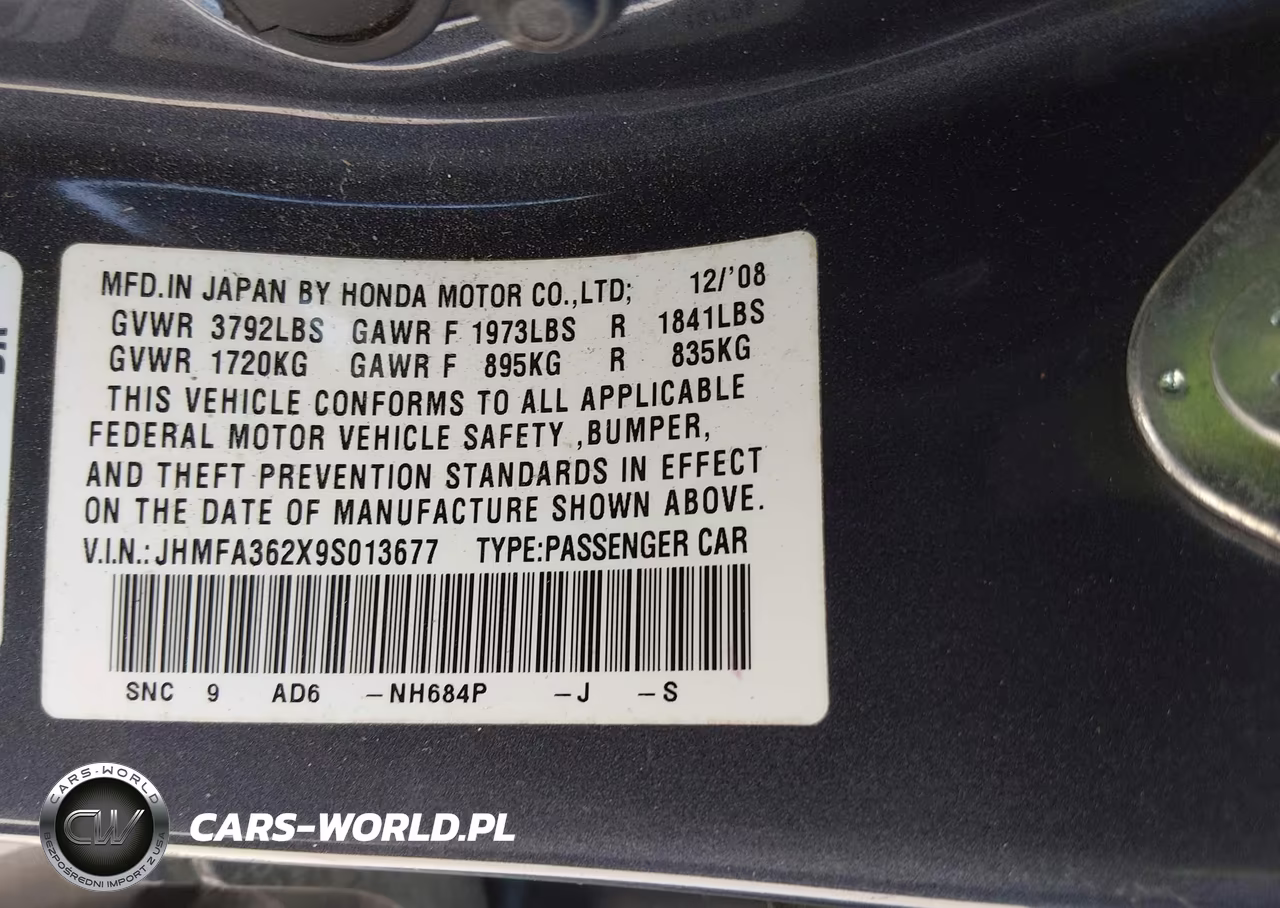 2009 Honda Civic Hybrid VIN:JHMFA362X9S013677 - 9