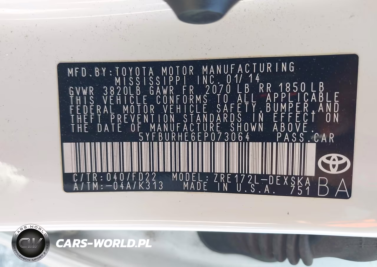 2014 Toyota Corolla S Plus VIN:5YFBURHE6EP073064 - 9