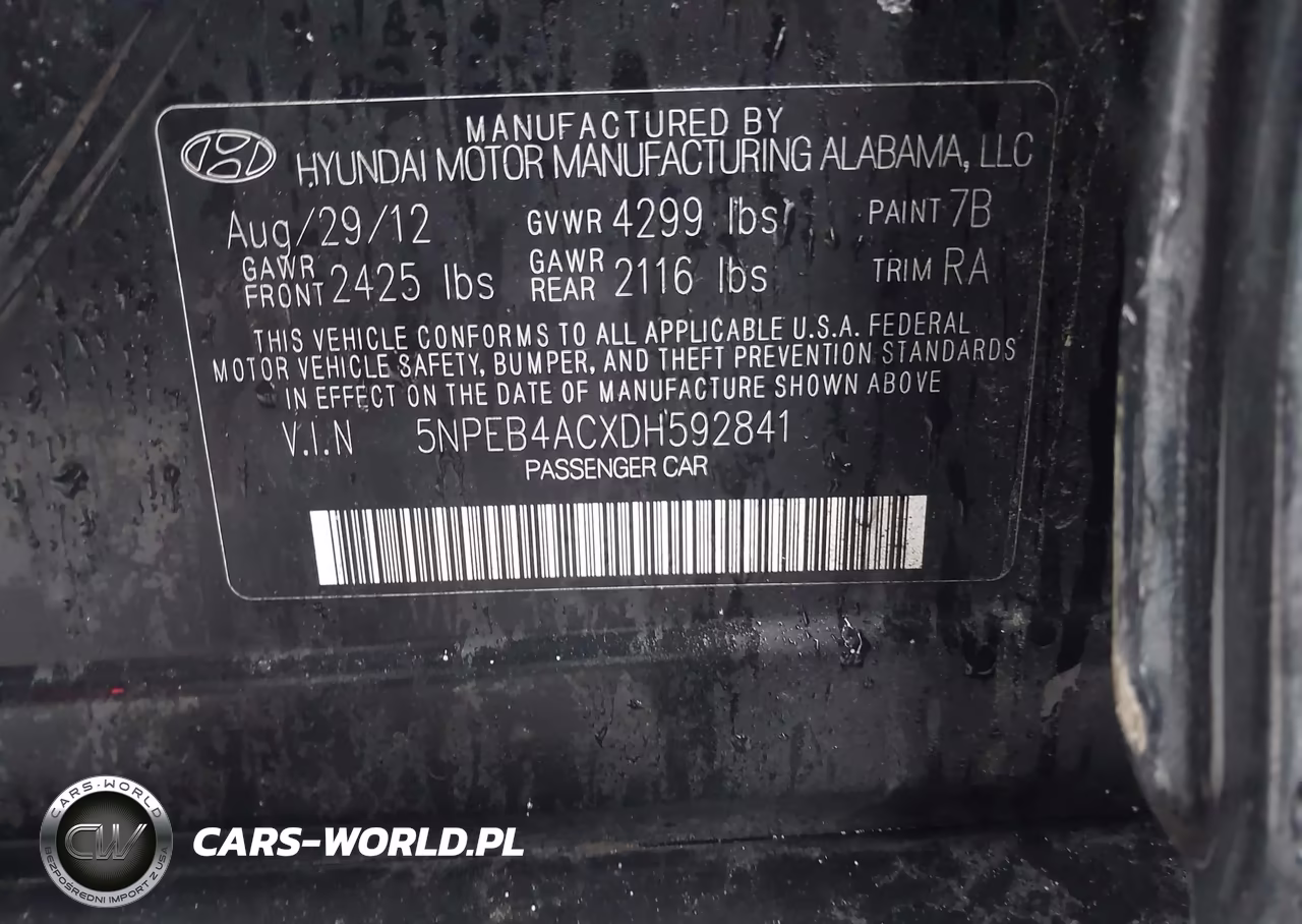 2013 Hyundai Sonata Gls VIN:5NPEB4ACXDH592841 - 9