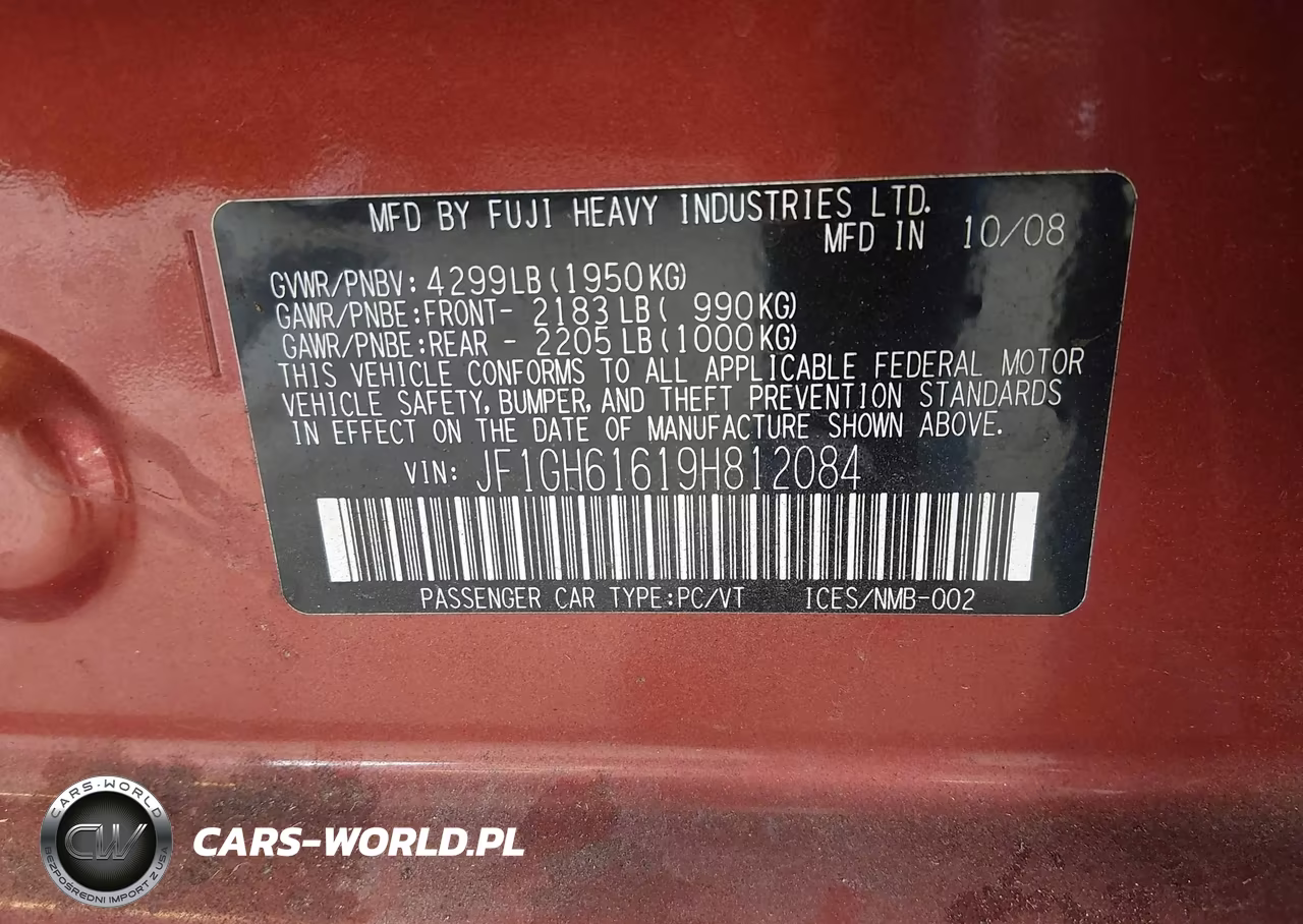 2009 Subaru Impreza 2.5I VIN:JF1GH61619H812084 - 9