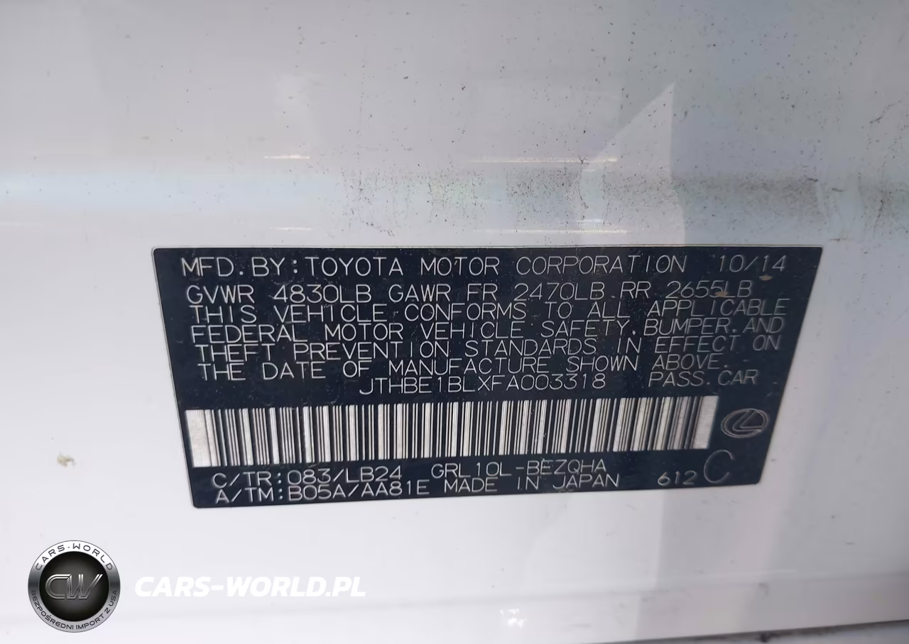 2015 Lexus Gs 350 VIN:JTHBE1BLXFA003318 - 9