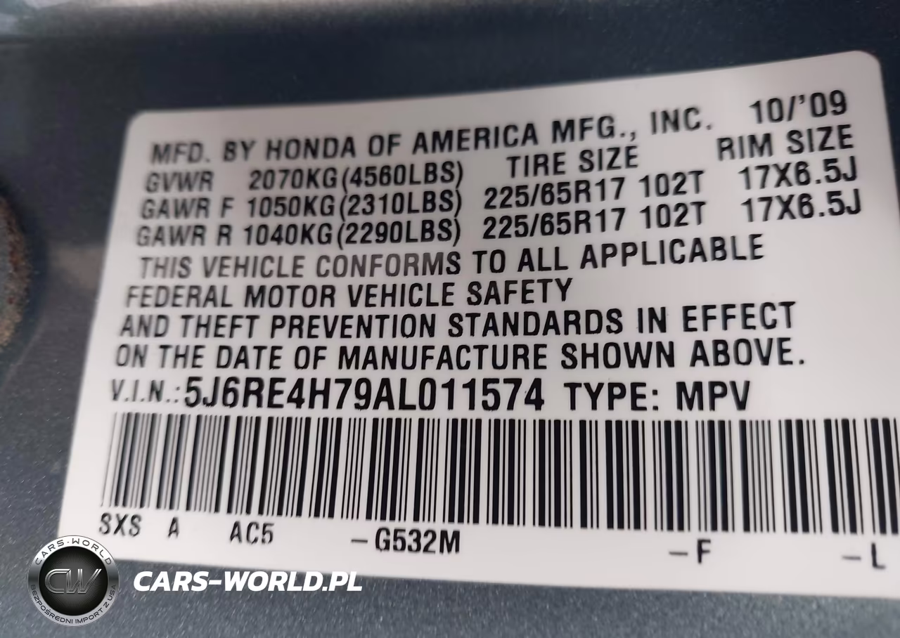2010 Honda Cr-V Ex-L VIN:5J6RE4H79AL011574 - 9