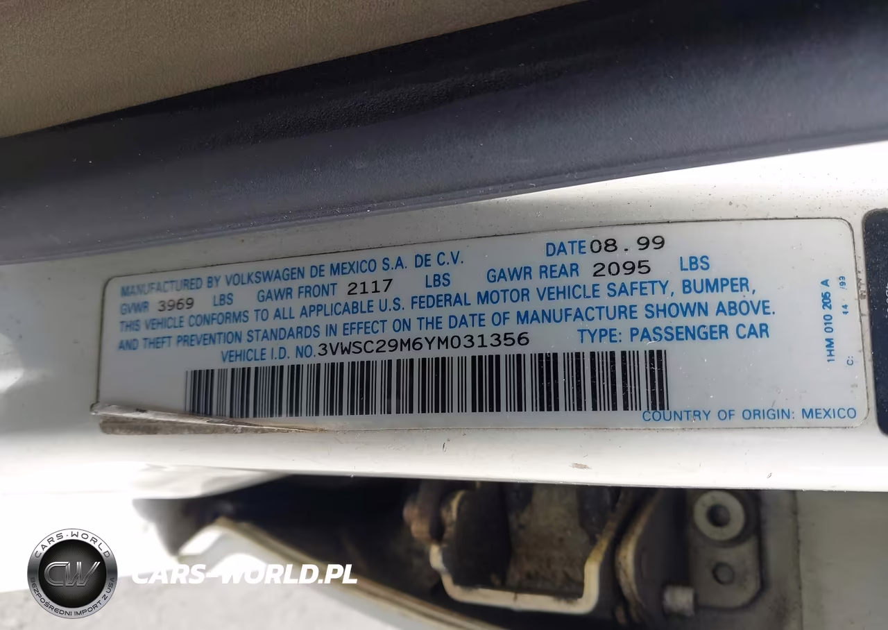 2000 Volkswagen Jetta Gls VIN:3VWSC29M6YM031356 - 9