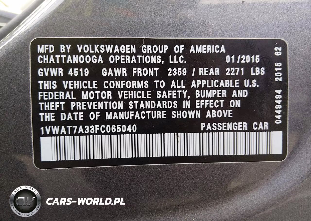 2015 Volkswagen Passat 1.8T Limited Edition VIN:1VWAT7A33FC065040 - 9
