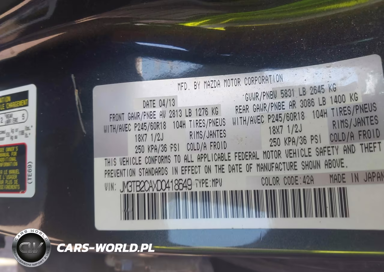 2013 Mazda Cx-9 Touring VIN:JM3TB2CAXD0418649 - 9