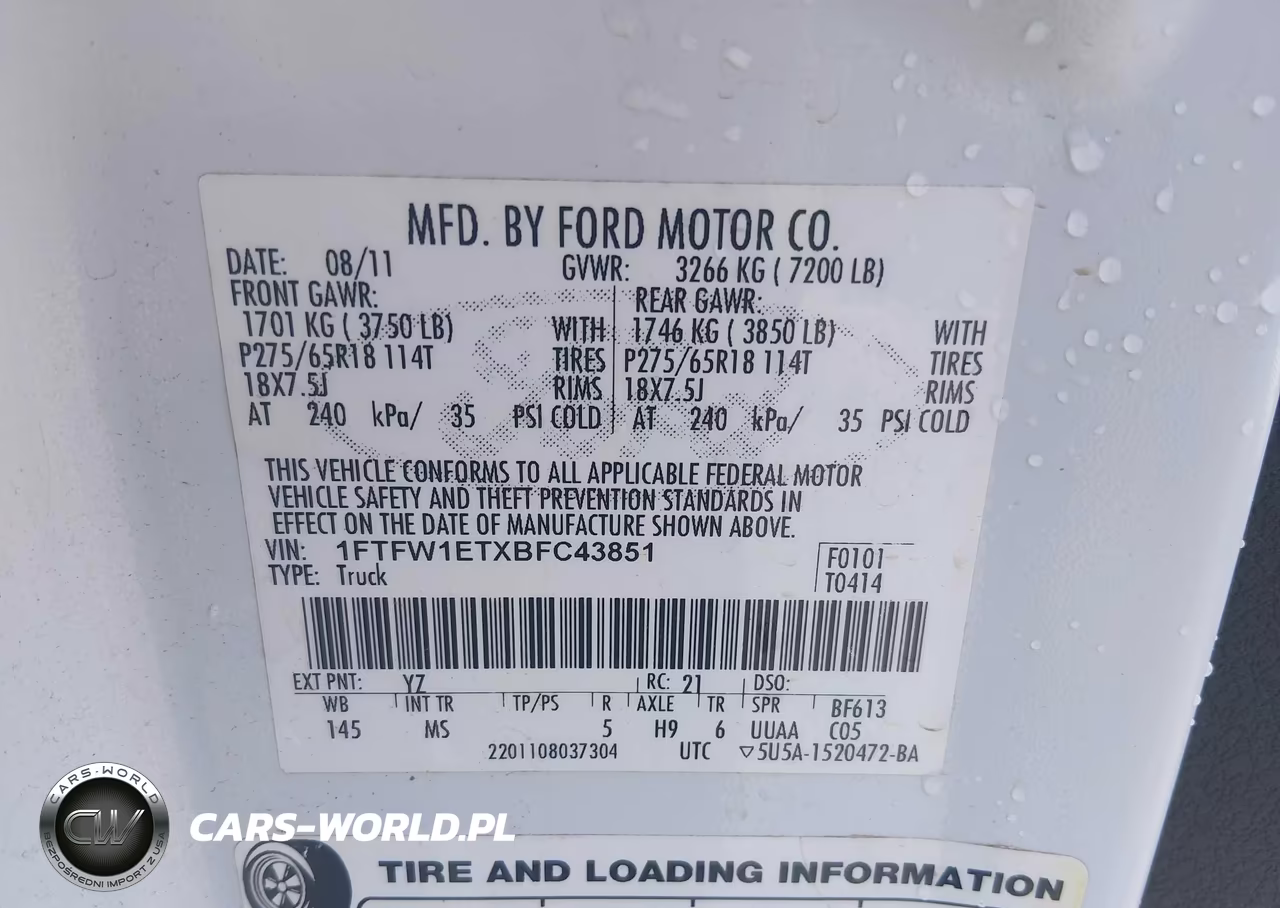 2011 Ford F-150 Xlt VIN:1FTFW1ETXBFC43851 - 9
