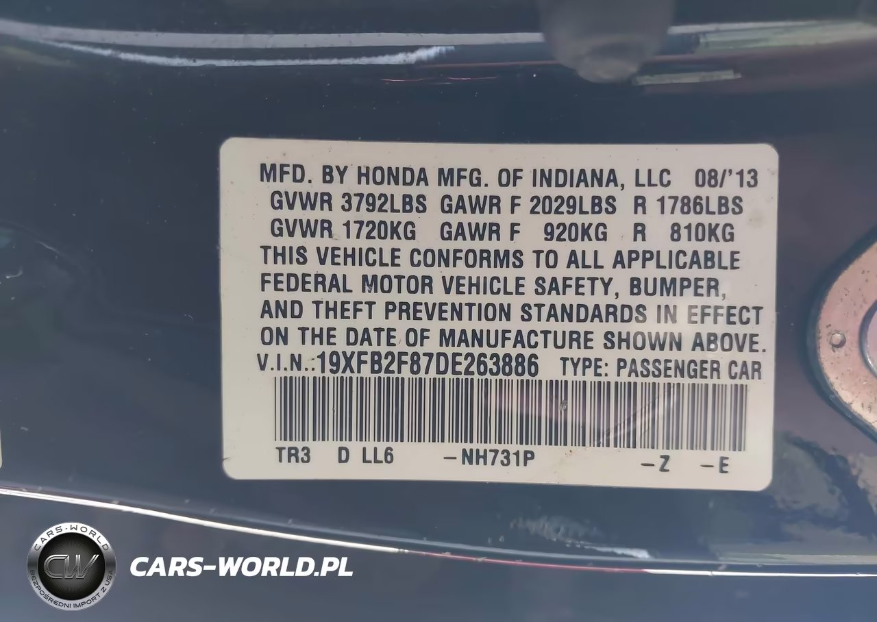 2013 Honda Civic Ex VIN:19XFB2F87DE263886 - 9
