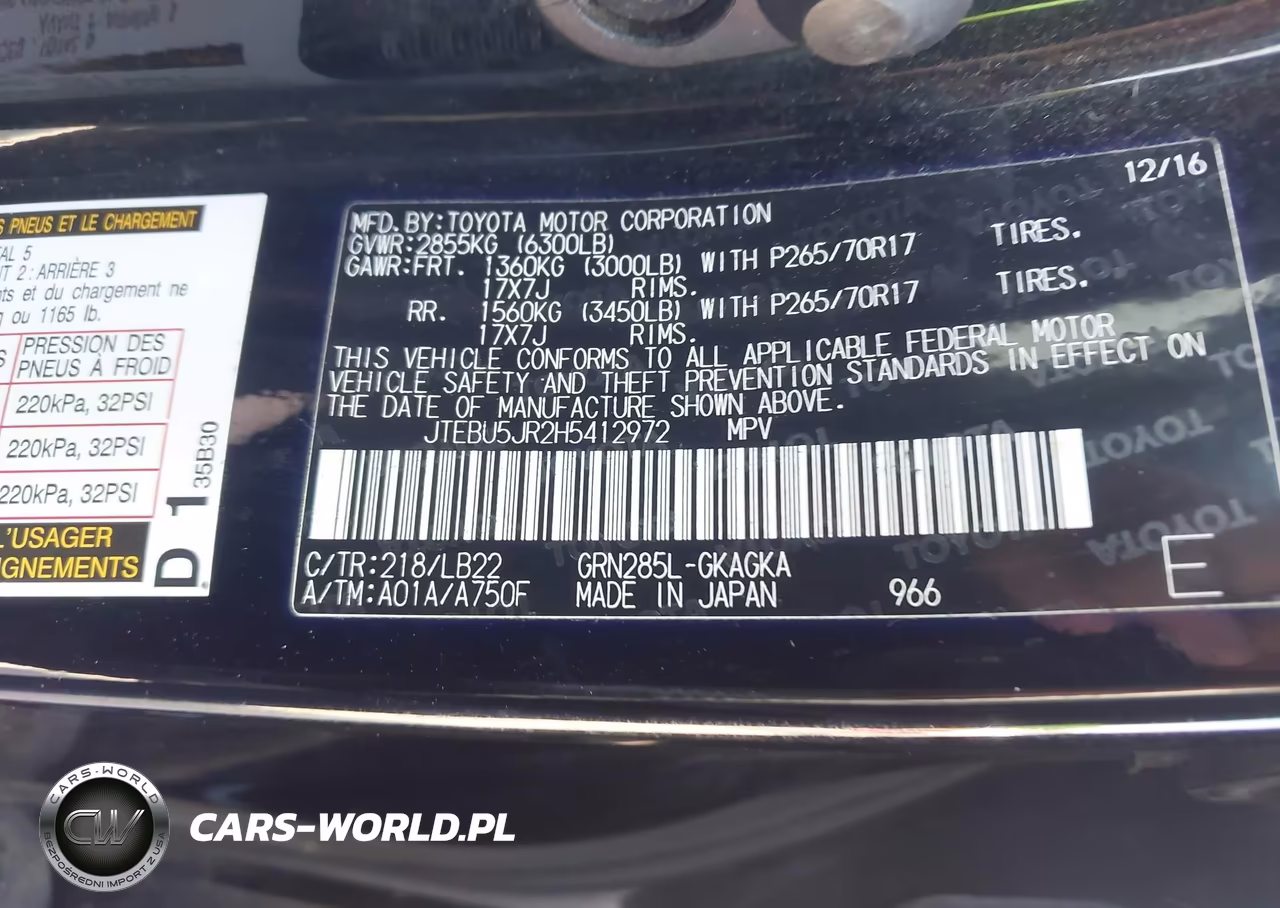 2017 Toyota 4Runner Sr5 Premium VIN:JTEBU5JR2H5412972 - 9
