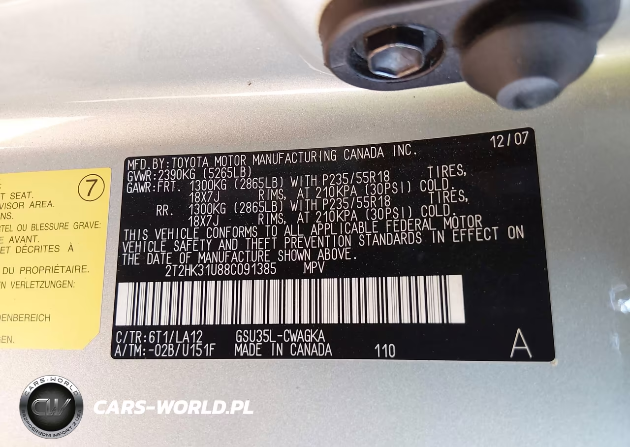 2008 Lexus Rx 350 VIN:2T2HK31U88C091385 - 9