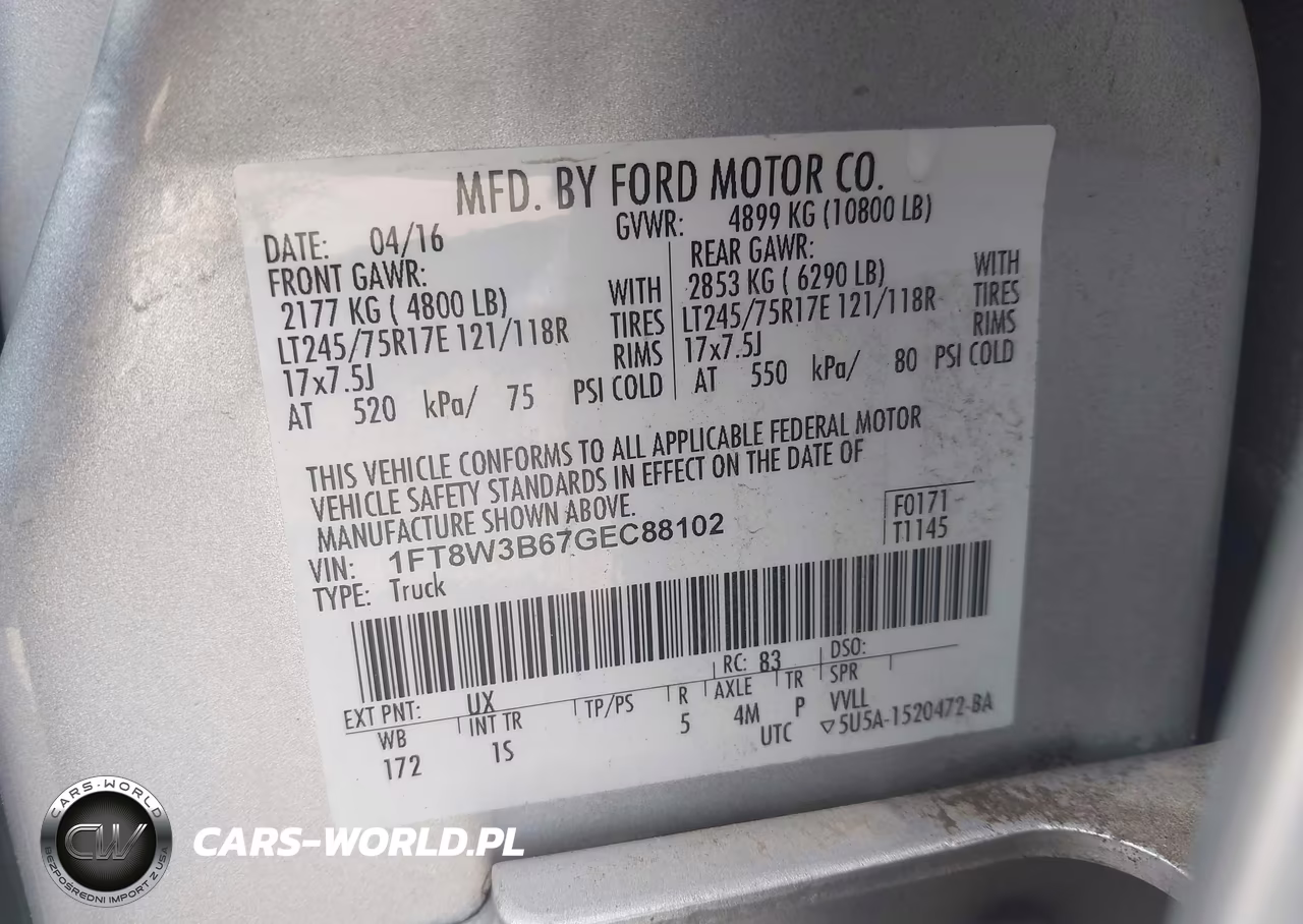 2016 Ford F-350 Xl VIN:1FT8W3B67GEC88102 - 9