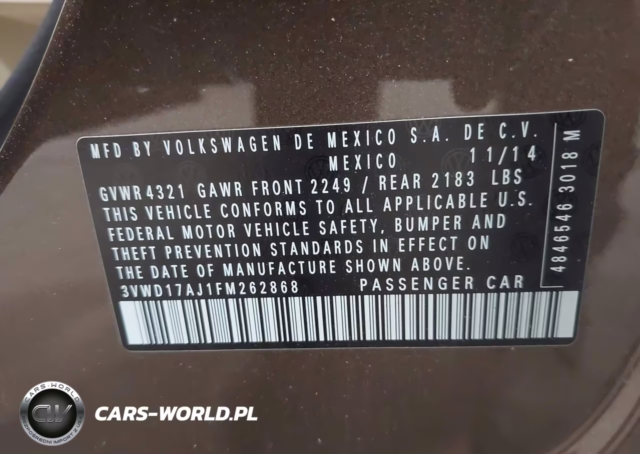 2015 Volkswagen Jetta 1.8T Se VIN:3VWD17AJ1FM262868 - 9