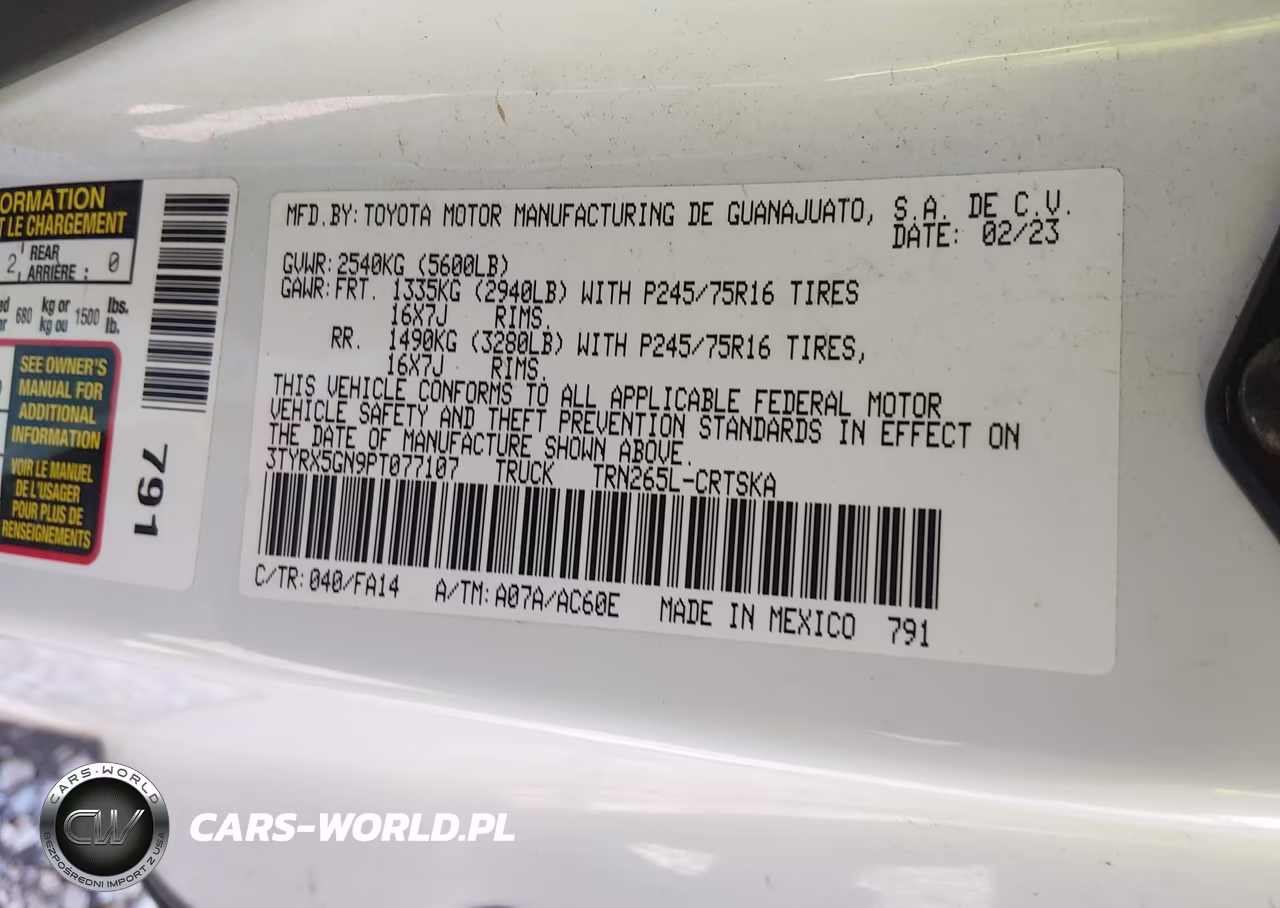 2023 Toyota Tacoma Sr VIN:3TYRX5GN9PT077107 - 9