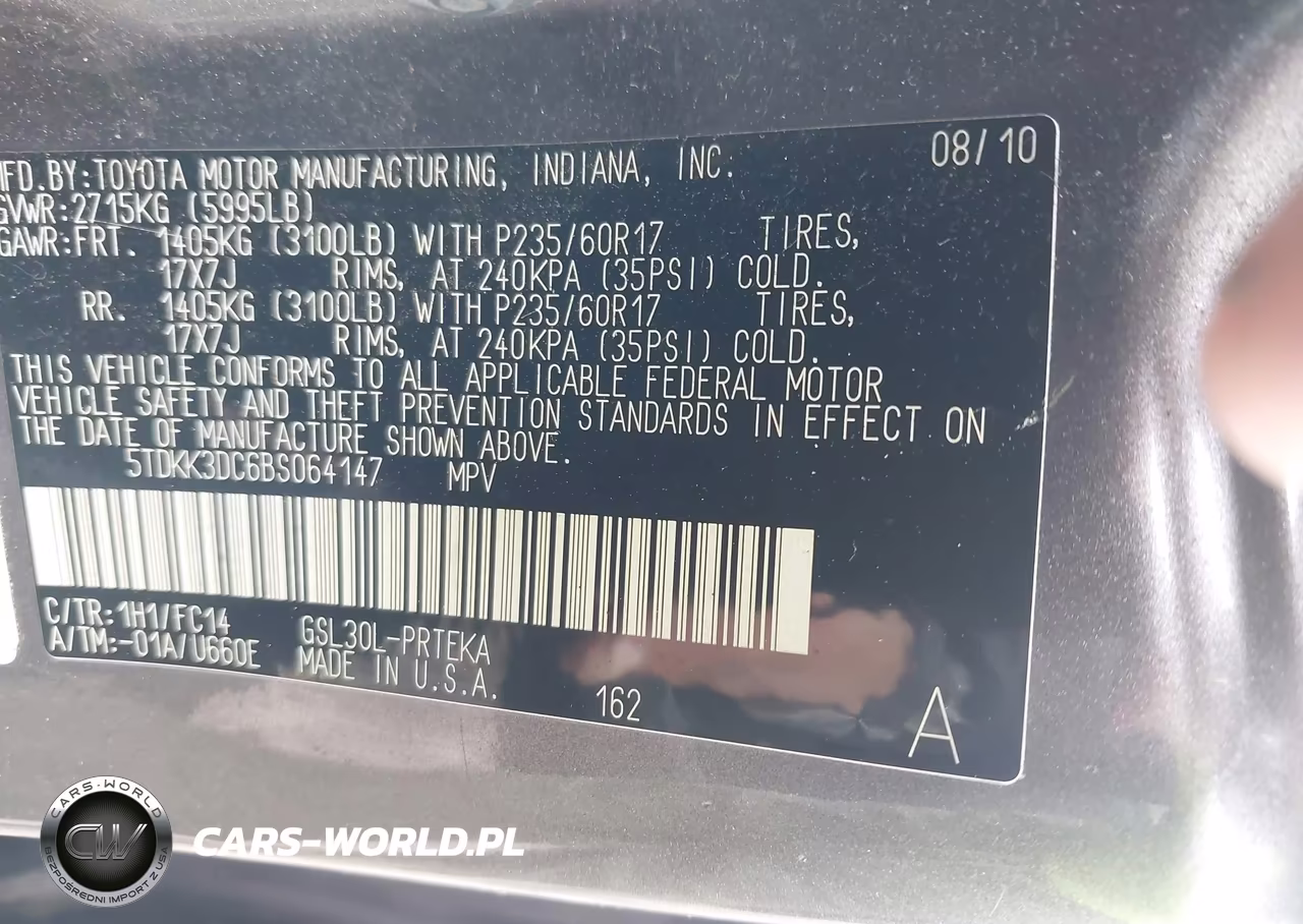 2011 Toyota Sienna Le V6 VIN:5TDKK3DC6BS064147 - 9