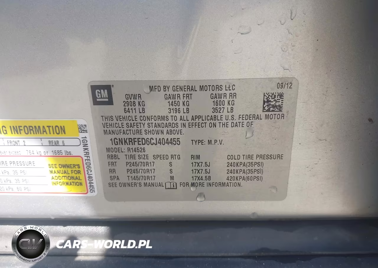 2012 Chevrolet Traverse Ls VIN:1GNKRFED6CJ404455 - 9