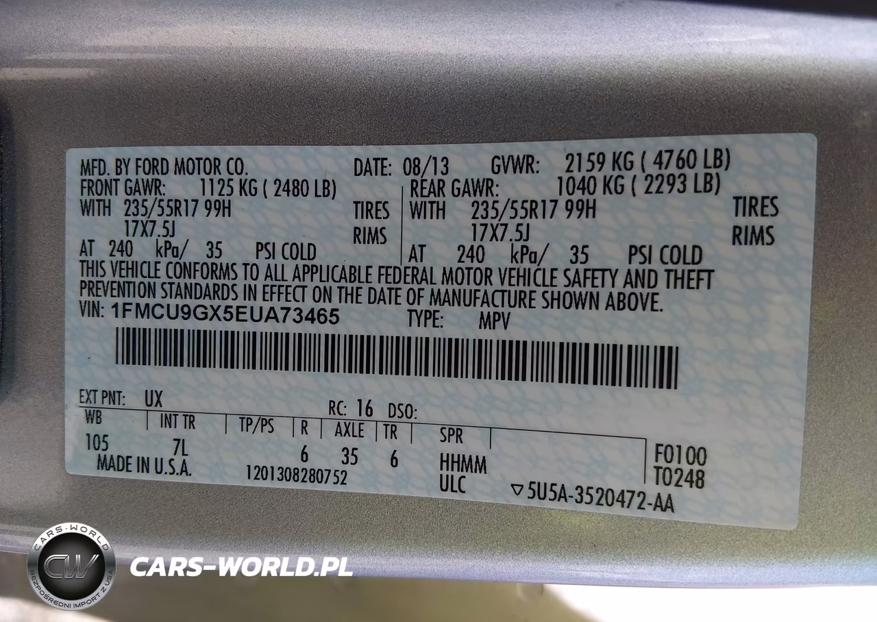 2014 Ford Escape Se VIN:1FMCU9GX5EUA73465 - 9