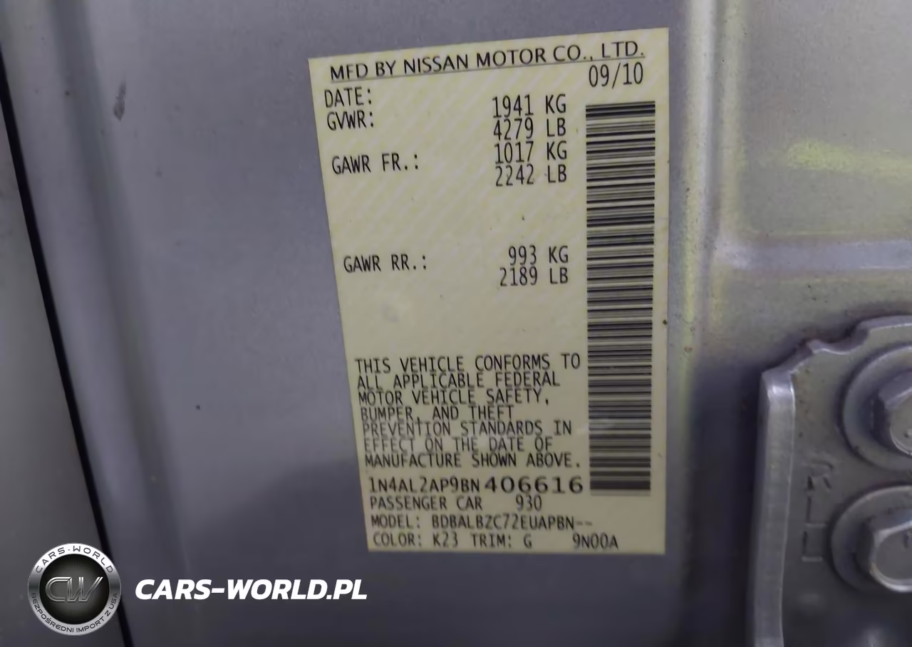 2011 Nissan Altima 2.5 S VIN:1N4AL2AP9BN406616 - 9