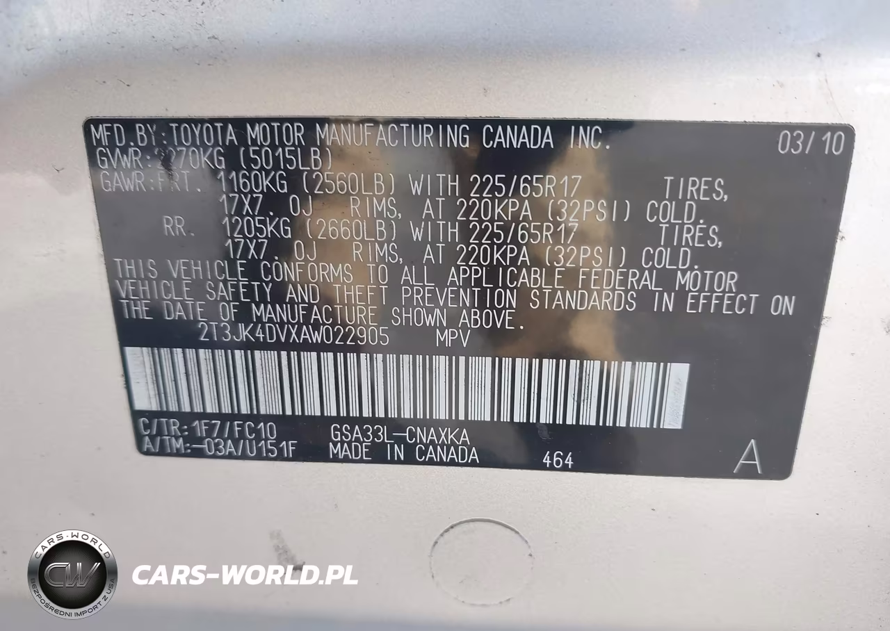 2010 Toyota Rav4 VIN:2T3JK4DVXAW022905 - 9