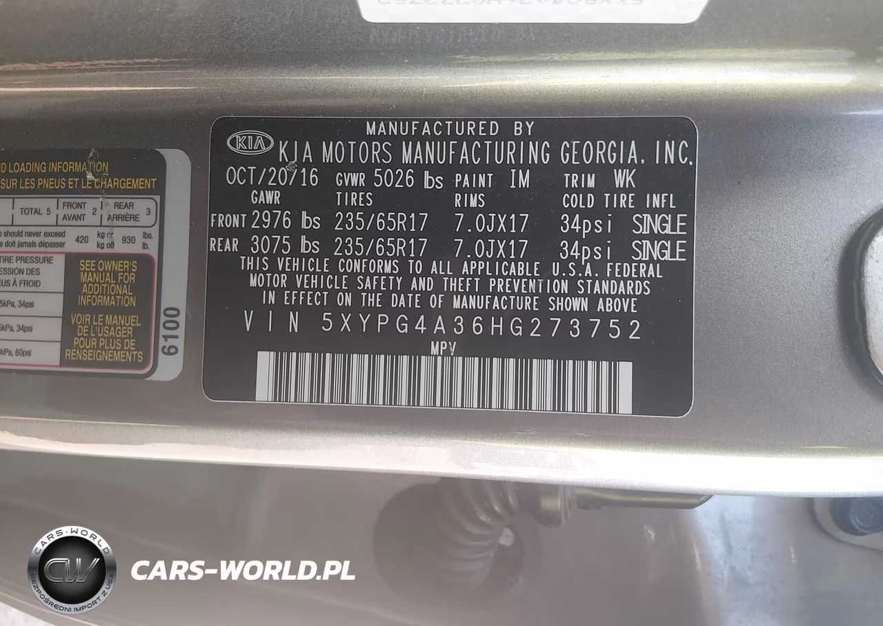 2017 Kia Sorento 2.4L Lx VIN:5XYPG4A36HG273752 - 9