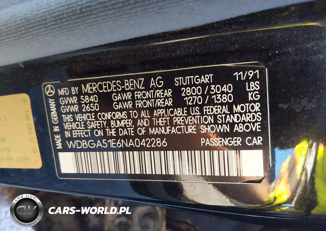 1992 Mercedes-Benz 500 Sel VIN:WDBGA51E6NA042286 - 9