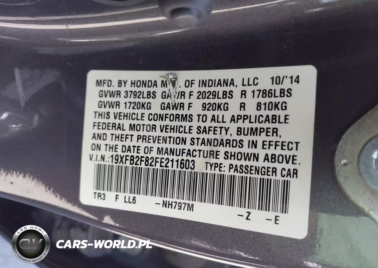 2015 Honda Civic Ex VIN:19XFB2F82FE211603 - 9