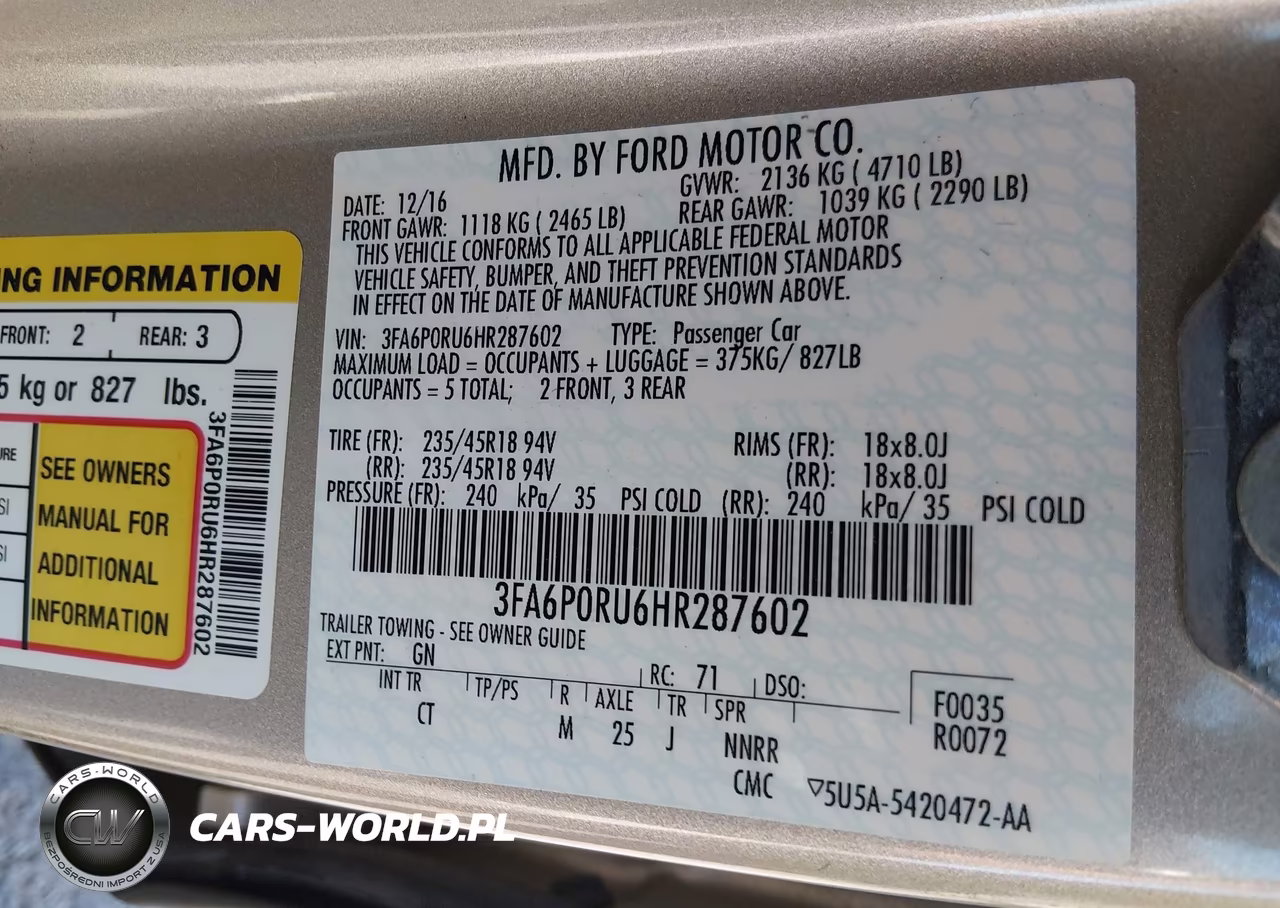 2017 Ford Fusion Hybrid Titanium VIN:3FA6P0RU6HR287602 - 9