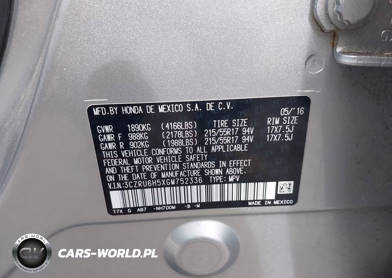 2016 Honda Hr-V Ex VIN:3CZRU6H5XGM752336 - 9
