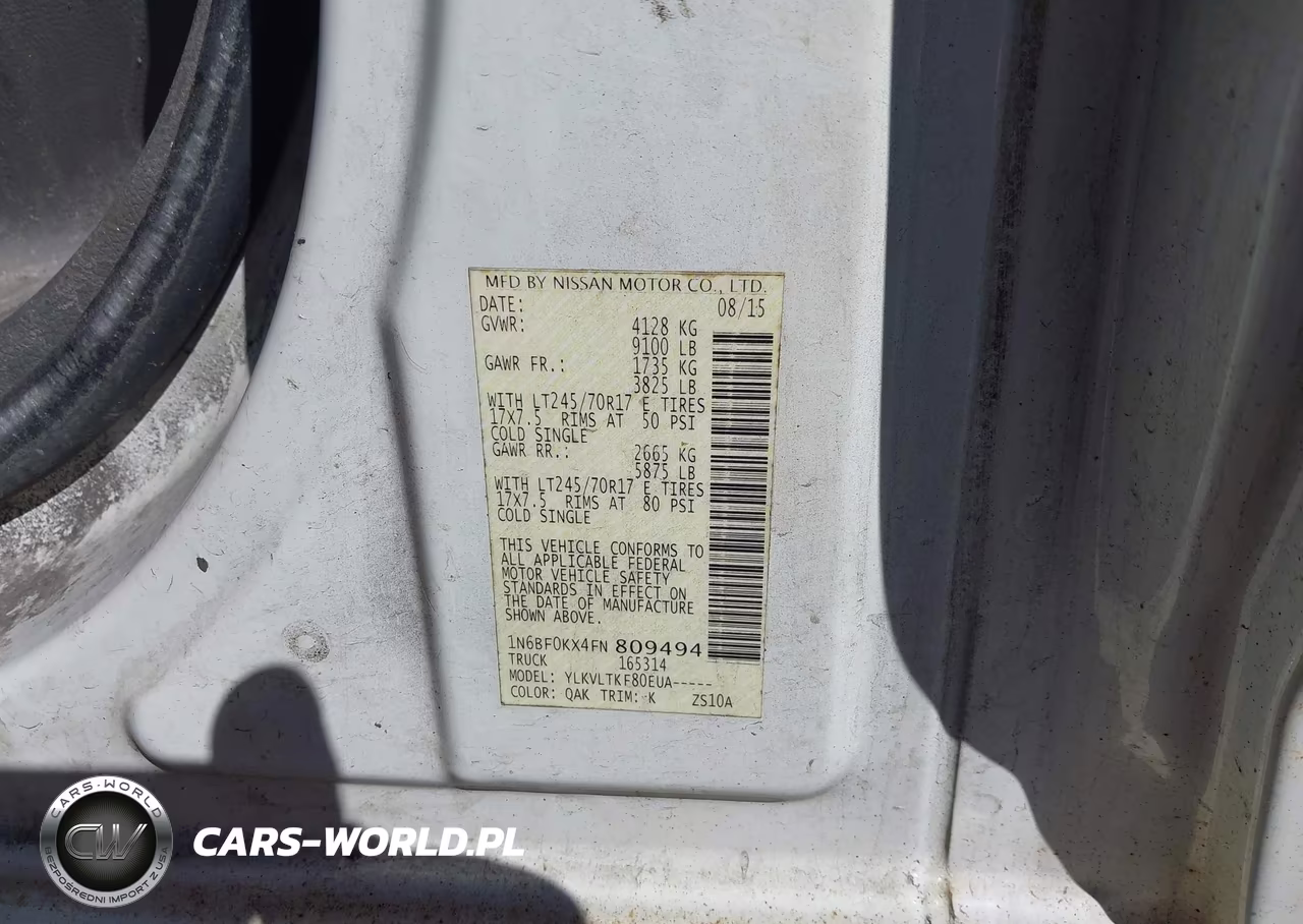 2015 Nissan Nv Cargo Nv2500 Hd Sv V6 VIN:1N6BF0KX4FN809494 - 9