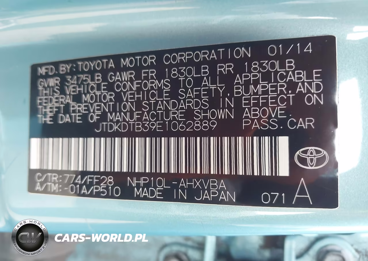 2014 Toyota Prius C Two VIN:JTDKDTB39E1062889 - 9