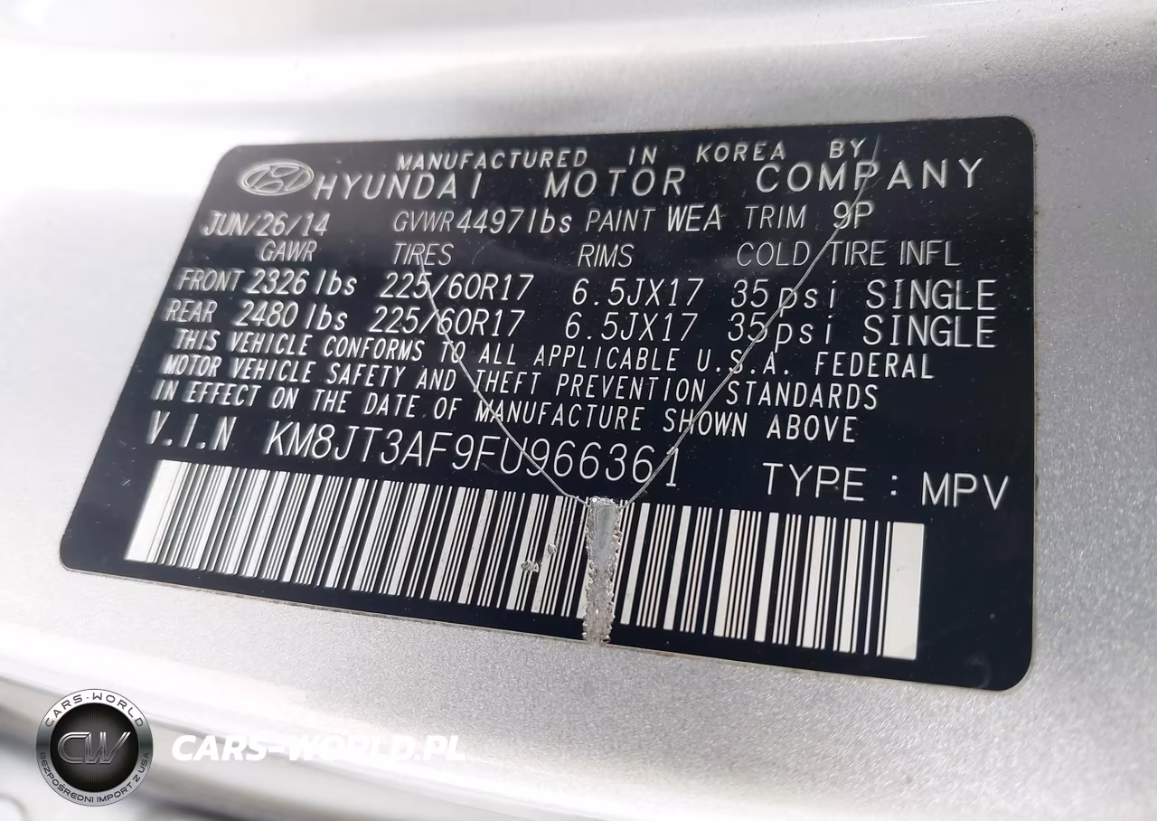 2015 Hyundai Tucson Gls VIN:KM8JT3AF9FU966361 - 9